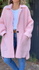 Women's Solid Casual Cashmere Large Pocket Coat