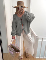 Bowtie Oversized Knit Sweater Cardigan