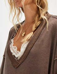 V-Neck Long Sleeve Pullover Sweatshirts