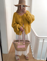 Bowtie Oversized Knit Sweater Cardigan