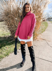 Women's Oversized Turtleneck Long Sleeve Casual Pullover Knit Tunic Sweater