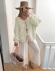 Bowtie Oversized Knit Sweater Cardigan