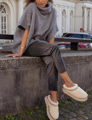 Womens Turtleneck Short Batwing Sleeve Sweater