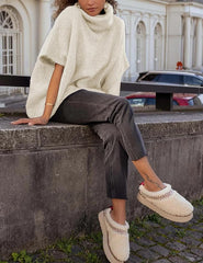 Womens Turtleneck Short Batwing Sleeve Sweater