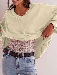 V-Neck Long Sleeve Pullover Sweatshirts