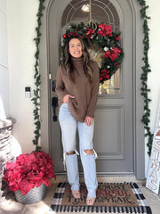 Women's Oversized Turtleneck Long Sleeve Casual Pullover Knit Tunic Sweater