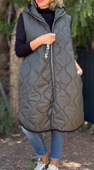 Sleeveless Winter Long Hooded Jacket Oversized Puffer Coat