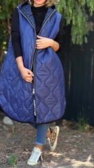 Sleeveless Winter Long Hooded Jacket Oversized Puffer Coat