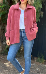 Warm Plush Fleece Button Casual Coat Top