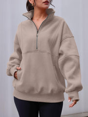 NEW Women's Half Zip Oversized Sweatshirts with Pockerts