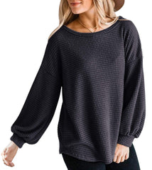 Fall Full Cozy Waffle Pullover