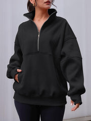 NEW Women's Half Zip Oversized Sweatshirts with Pockerts