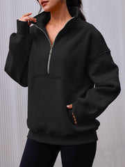 NEW Women's Half Zip Oversized Sweatshirts with Pockerts