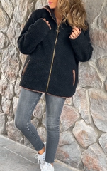 Short Hoodie Winter Coat Warm Plush Fleece Zipper Casual Coat Top