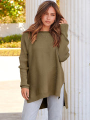 2023 Casual Batwing Sleeve Crewneck Knit Pullover Sweater