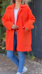 Women's Solid Casual Cashmere Large Pocket Coat