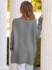 2023 Casual Batwing Sleeve Crewneck Knit Pullover Sweater