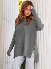 2023 Casual Batwing Sleeve Crewneck Knit Pullover Sweater