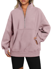 NEW Women's Half Zip Oversized Sweatshirts with Pockerts