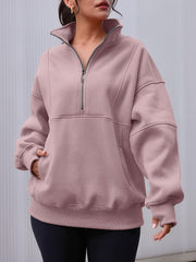 NEW Women's Half Zip Oversized Sweatshirts with Pockerts