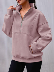NEW Women's Half Zip Oversized Sweatshirts with Pockerts