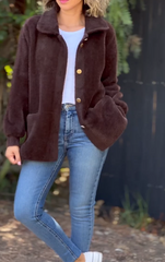 Warm Plush Fleece Button Casual Coat Top