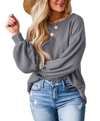 Fall Full Cozy Waffle Pullover