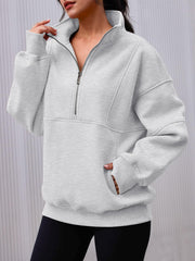 NEW Women's Half Zip Oversized Sweatshirts with Pockerts