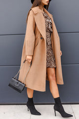 Elegant Double-breasted Blazer-collar Long Woolen Coat