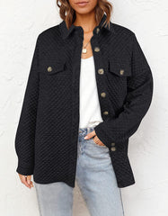 Women's Casual Long Sleeve Button-Down Jacket with Pockets