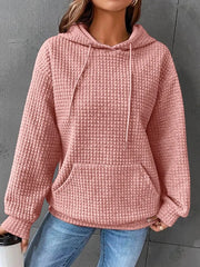 Women's Casual Waffle Hoodie Sweatshirt