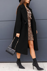 Elegant Double-breasted Blazer-collar Long Woolen Coat