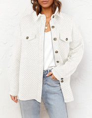 Women's Casual Long Sleeve Button-Down Jacket with Pockets