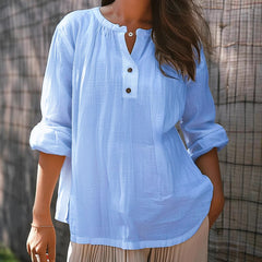 Casual Loose Fashion Long Sleeve Bamboo Solid Color Retro Round Neck Pullover