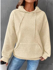 Women's Casual Waffle Hoodie Sweatshirt