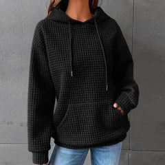 Women's Casual Waffle Hoodie Sweatshirt