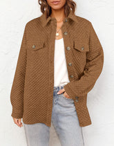 Women's Casual Long Sleeve Button-Down Jacket with Pockets