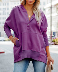 Oversized Pullover Sweatshirt with Pockets—Buy 2 Free Shipping