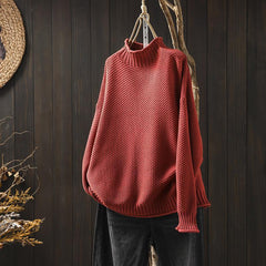 Turtleneck Three-Dimensional Diamond Knitted Sweater