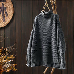 Turtleneck Three-Dimensional Diamond Knitted Sweater