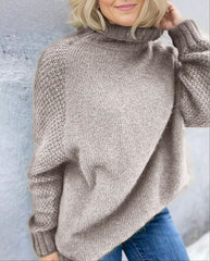 Woman's Oversized Knit Turtleneck Warm Soft Sweater