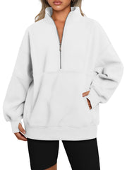 NEW Women's Half Zip Oversized Sweatshirts with Pockerts