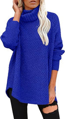 Women's Oversized Turtleneck Long Sleeve Casual Pullover Knit Tunic Sweater