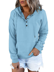 Women's Fashion Ladies Temperament Elegant Commuter Solid Color Pullover Hooded Drawstring Insert Pockets Sweater