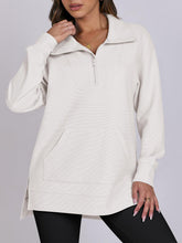 Women's Oversized High Neck Half Zip Knit Sweatshirt (Buy 2 Free Shipping)