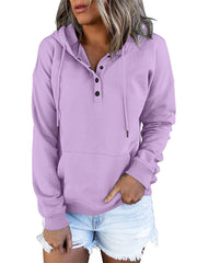 Women's Fashion Ladies Temperament Elegant Commuter Solid Color Pullover Hooded Drawstring Insert Pockets Sweater