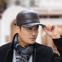 🔥Black Friday Sales - 49% OFF🔥PU Leather Flat Top Warm Baseball Cap
