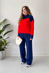 Long Sleeves Two piece Panel Knitted Suit Set