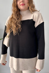 Long Sleeves Two piece Panel Knitted Suit Set