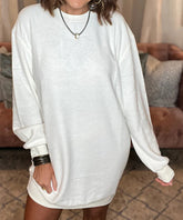 FLEECE OVERSIZED SWEATSHIRT MINI DRESS